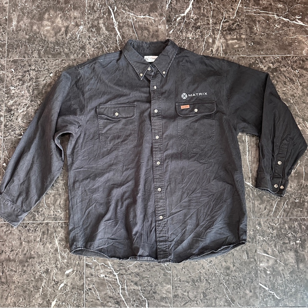Carhartt Men’s Button Down Work Shirt Gray XL Matrix Logo